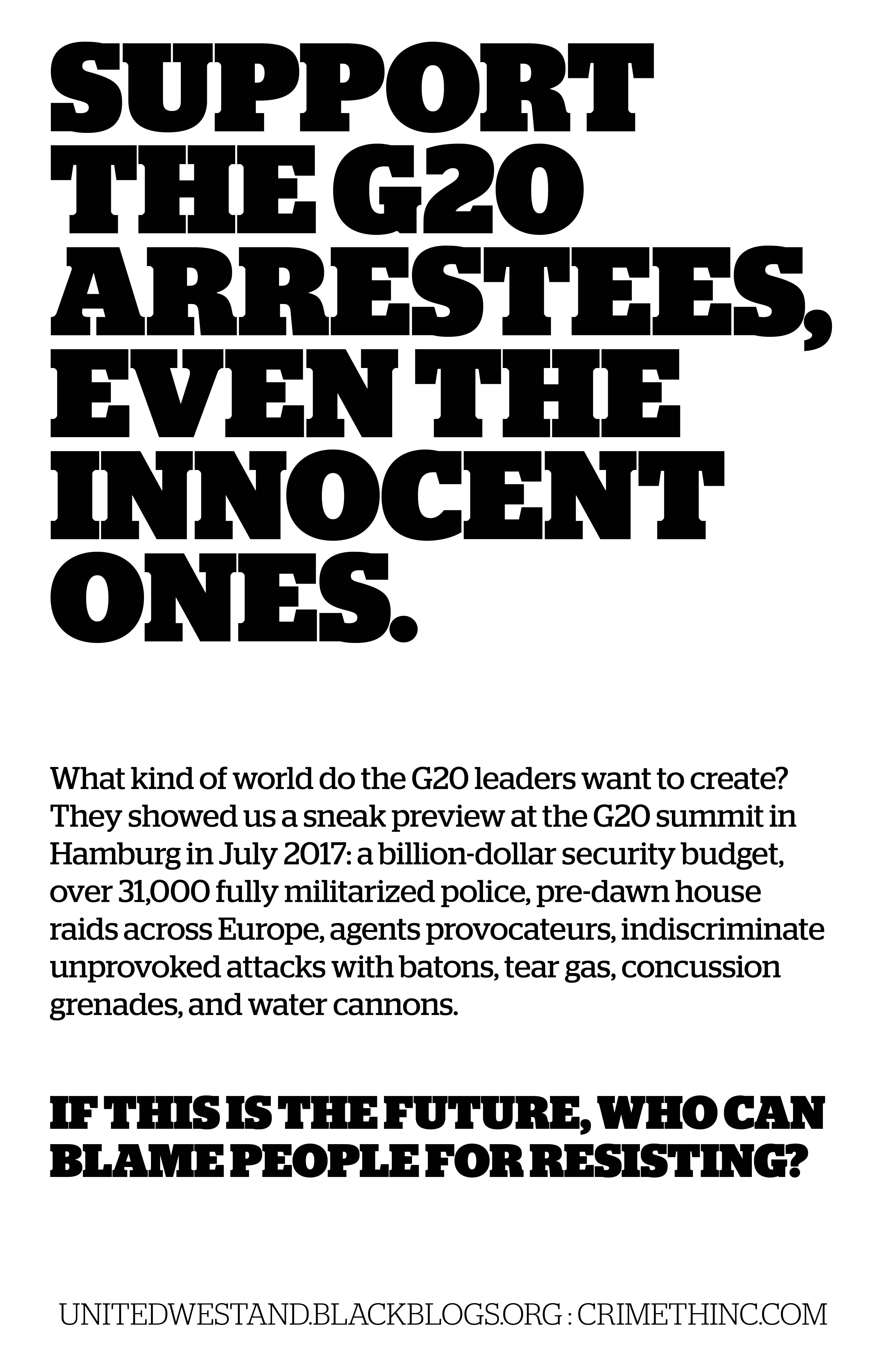 Photo of ‘Support the G20 Arrestees’ front side